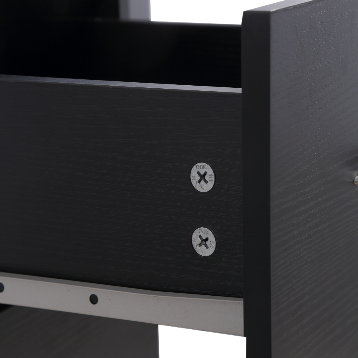 120cm Black Computer Desk with 3-Shelf Storage & Drawers