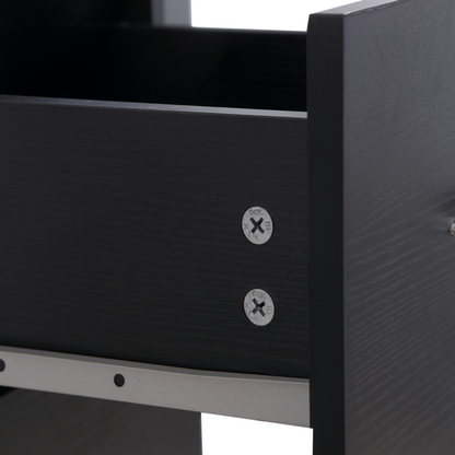 120cm Black Computer Desk with 3-Shelf Storage & Drawers