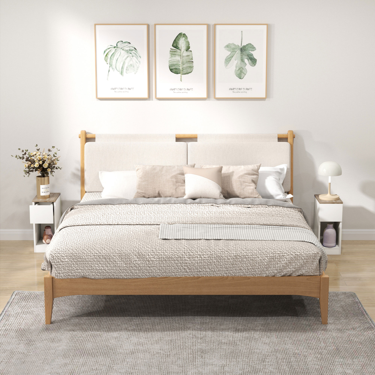 HOMCOM Bedside Tables Set of 2, Nightstands for Bedroom, Living Room, White