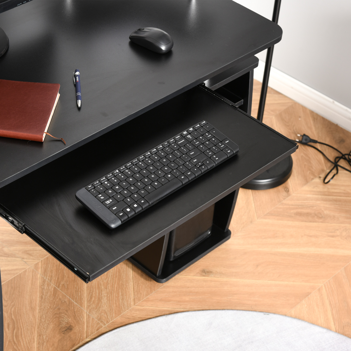 HOMCOM 120x55cm Computer Desk with 2-Drawer Cabinet & Keyboard Tray