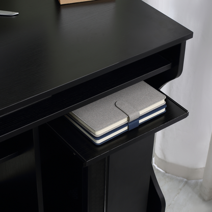 HOMCOM Wheeled Computer Desk with Sliding Keyboard Tray, Black