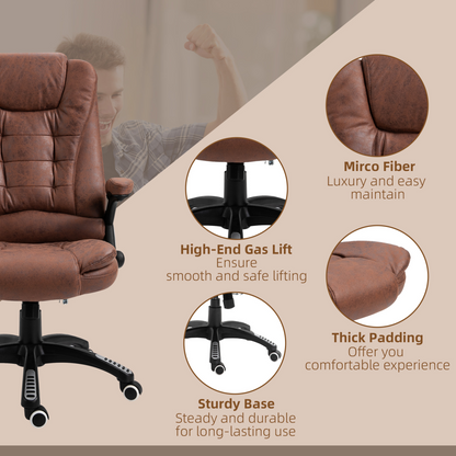 Executive Reclining Chair w/ Heating Massage Points Relaxing Headrest Brown