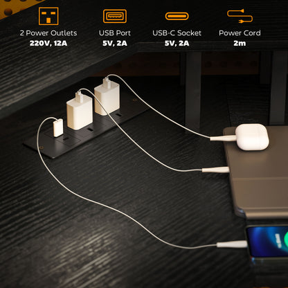 HOMCOM L-Shaped Desk with Monitor Stand, USB-C & 16-Color LED Lights - Black