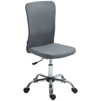 HOMCOM Armless Computer Desk Chair, Makeup Vanity Chair for Home, Grey
