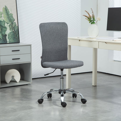 HOMCOM Armless Computer Desk Chair, Makeup Vanity Chair for Home, Grey