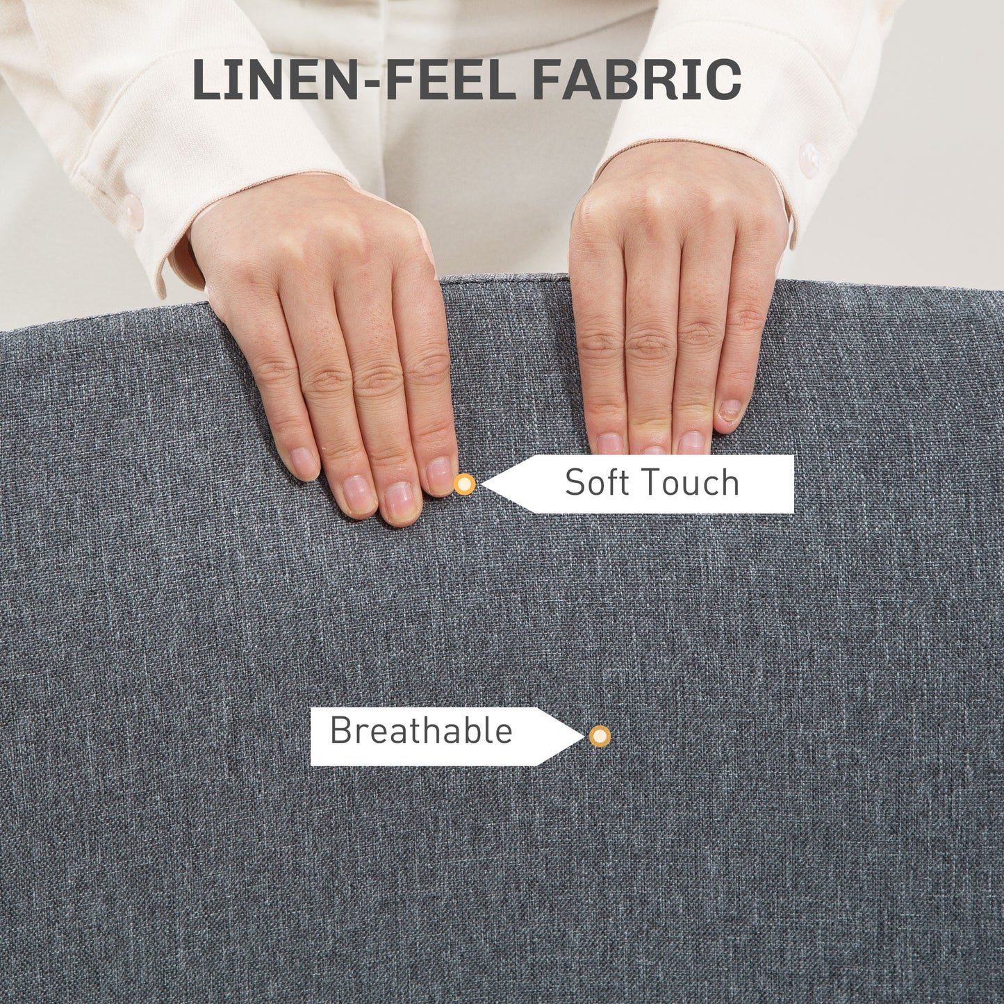 HOMCOM Armless Computer Desk Chair, Makeup Vanity Chair for Home, Grey