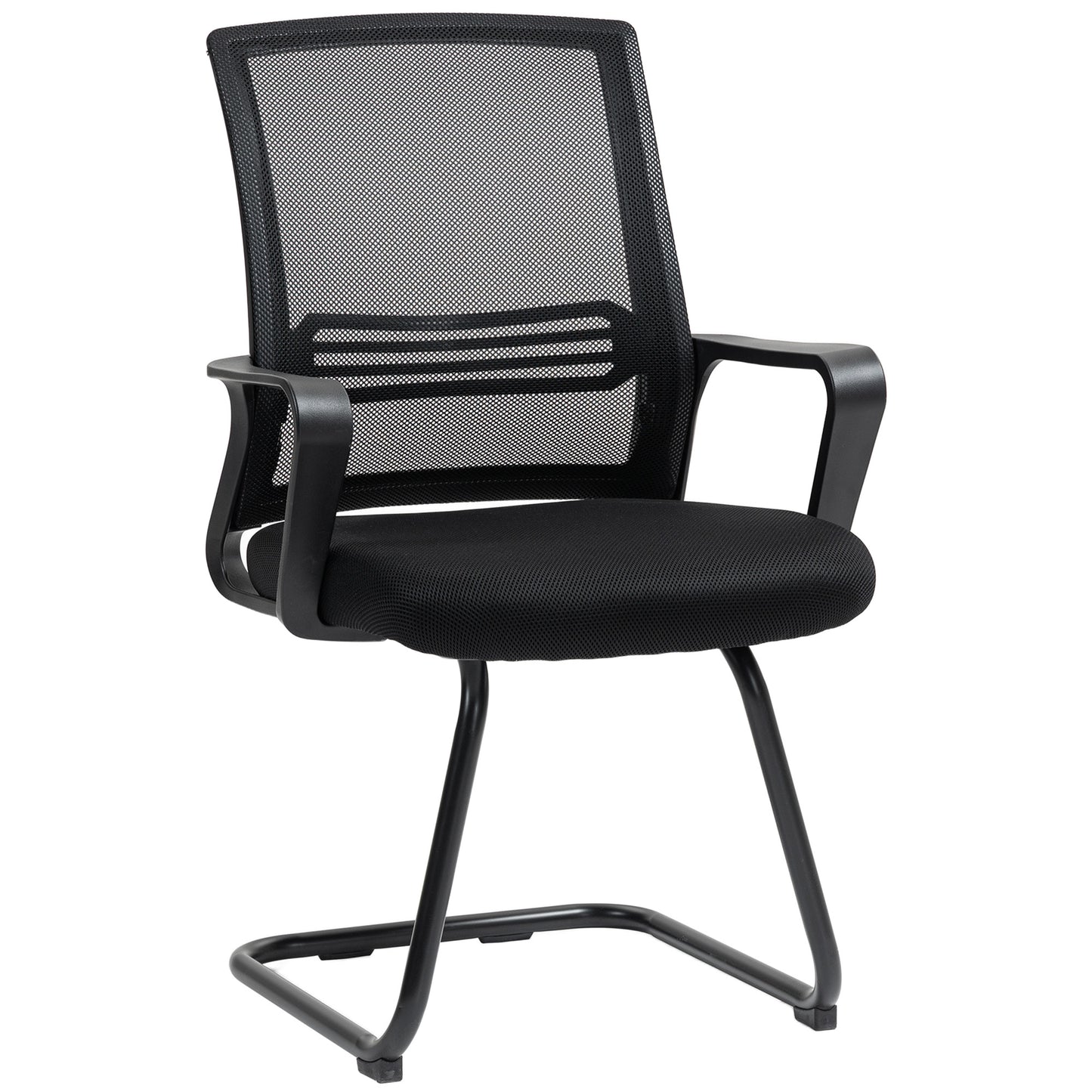 HOMCOM Meeting Office Chair, Mesh Reception Chair with Sled Base, Black