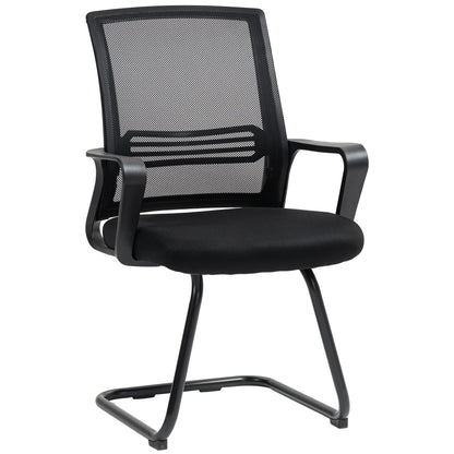 HOMCOM Meeting Office Chair, Mesh Reception Chair with Sled Base, Black