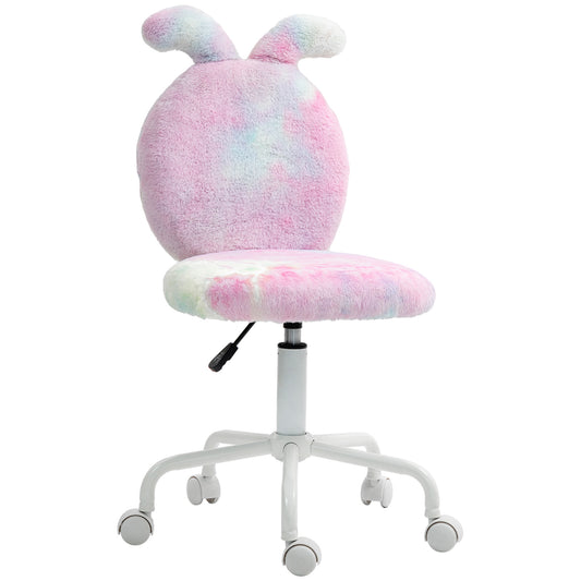 HOMCOM Armless Desk Chair Bunny Vanity Chair with Swivel Wheels Colourful