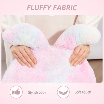 HOMCOM Armless Desk Chair Bunny Vanity Chair with Swivel Wheels Colourful