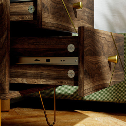 HOMCOM Bedside Tables Set of 2, Modern Side Table Set with 2 Drawers, Brown