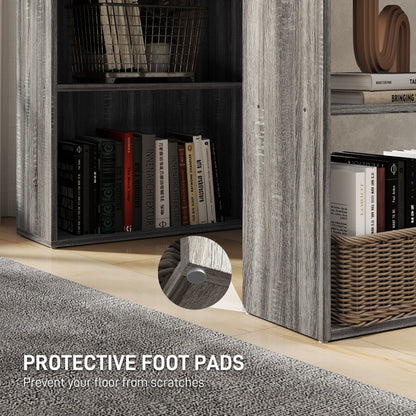 HOMCOM 120cm Desk & Bookshelf Workstation - 6 Shelves, Grey