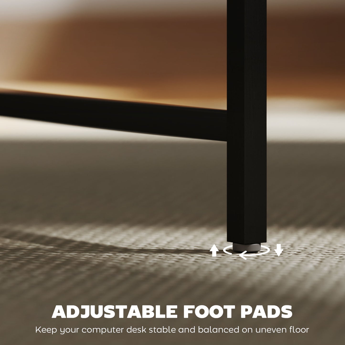 HOMCOM LED Rustic Computer Desk with Shelf - 120x50 cm