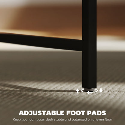 HOMCOM LED Rustic Computer Desk with Shelf - 120x50 cm