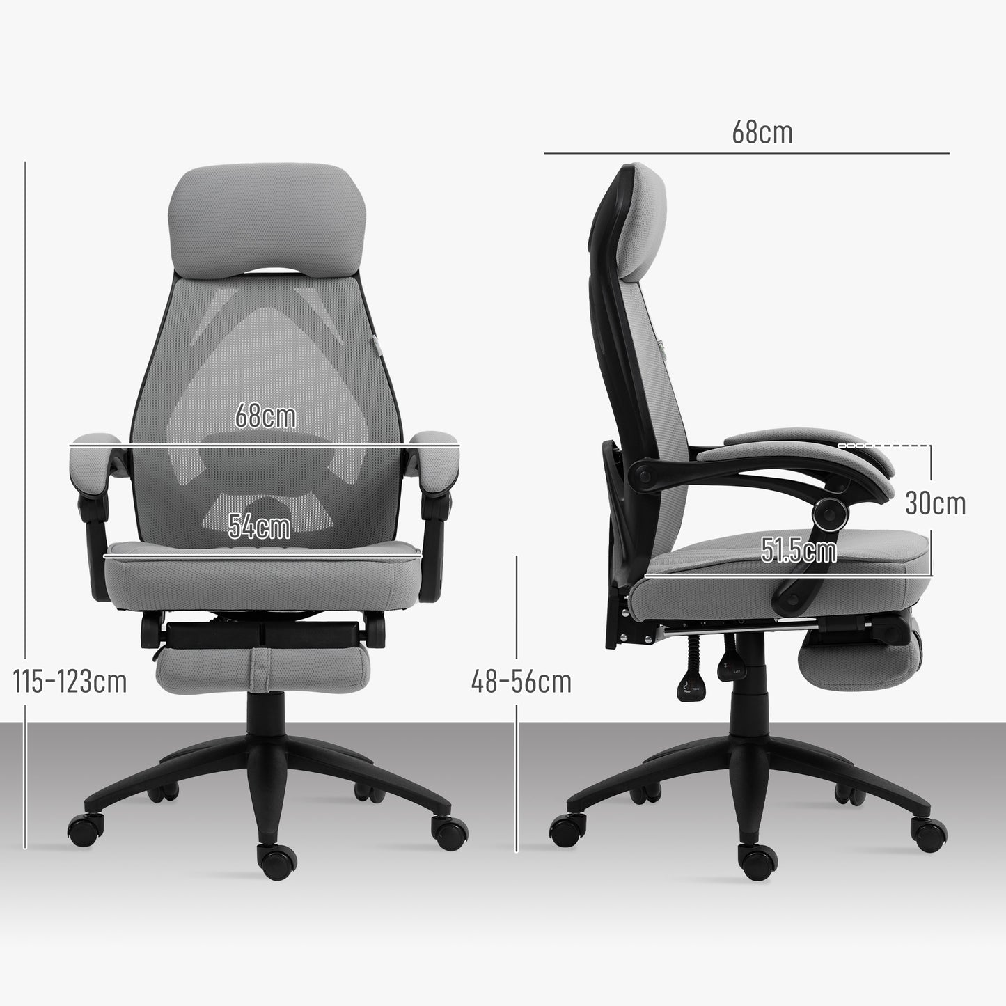 Vinsetto Mesh Swivel Task Chair for Home Office with Footrest Dark Grey