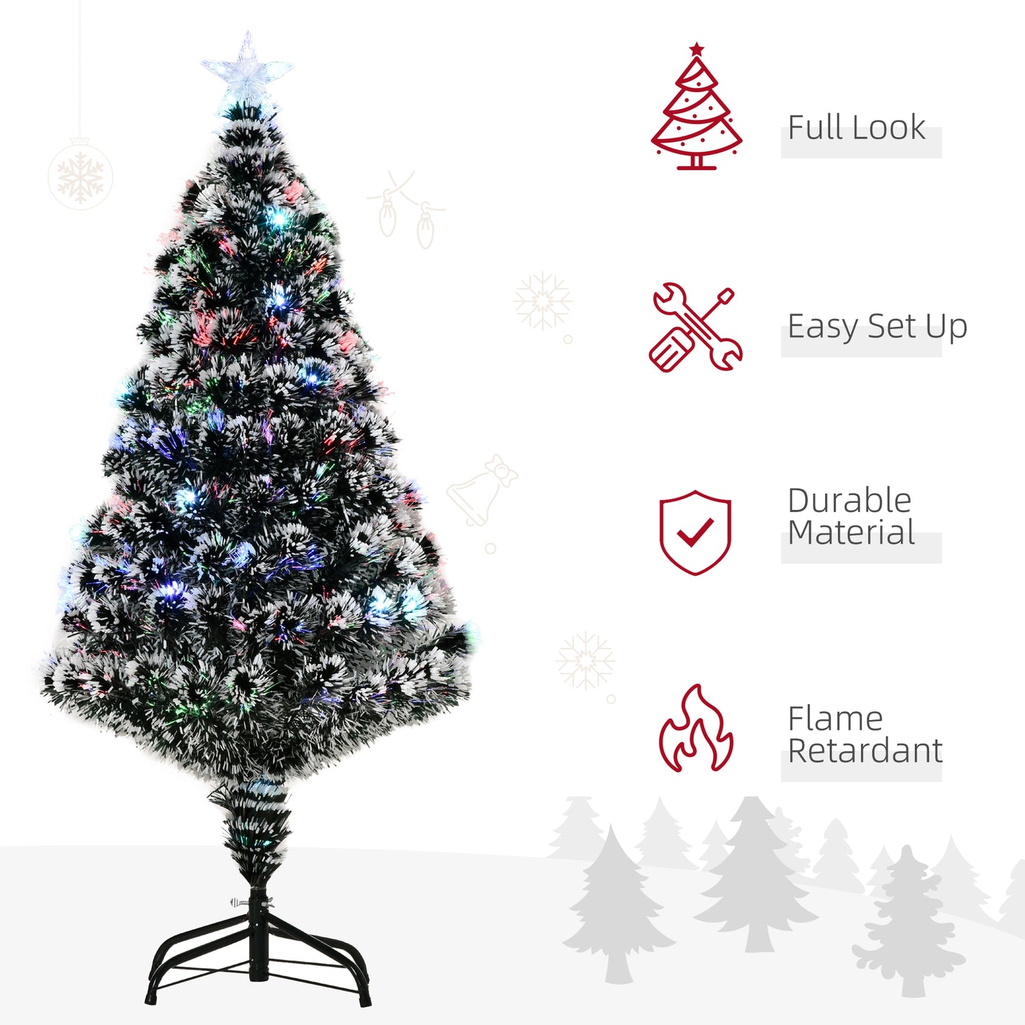 4ft Snow-Dipped Prelit Christmas Tree with Green & White LED Fiber Optic Lights