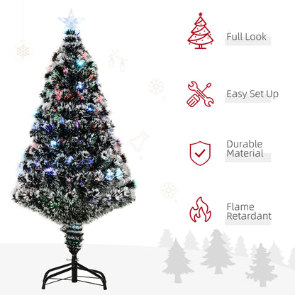 4ft Snow-Dipped Prelit Christmas Tree with Green & White LED Fiber Optic Lights