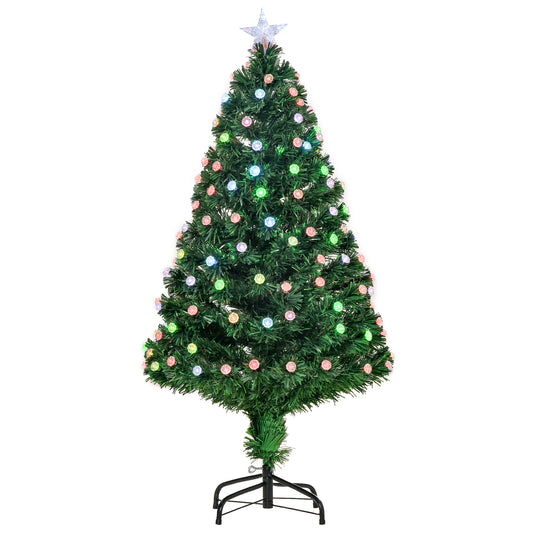 4ft Pre-Lit Fibre-Optic Christmas Tree with RGB LED Lights, 130 Branches