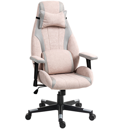 HOMCOM Gamer Computer Chair, Gaming Chair with Swivel Wheels, Pale Pink