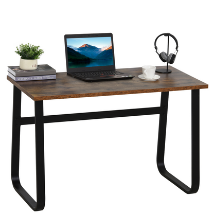 Industrial Writing Desk: Center Laptop Table with Steel Legs