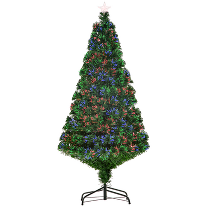 5ft Pre-Lit Fibre Optic Christmas Tree with Multi-Colour Lights & Star Topper