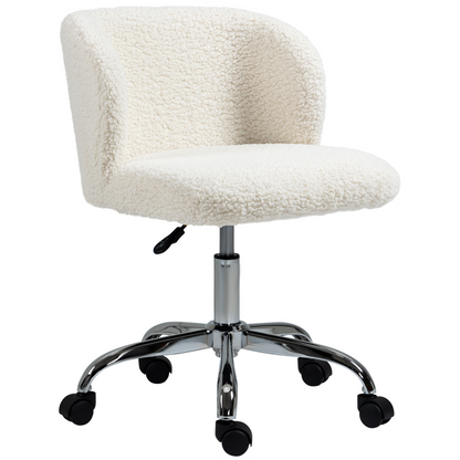 HOMCOM Office Chair, Swivel Chair with Adjustable Height and Wheels, White