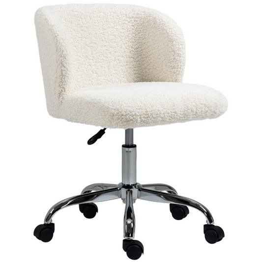 HOMCOM Office Chair, Swivel Chair with Adjustable Height and Wheels, White