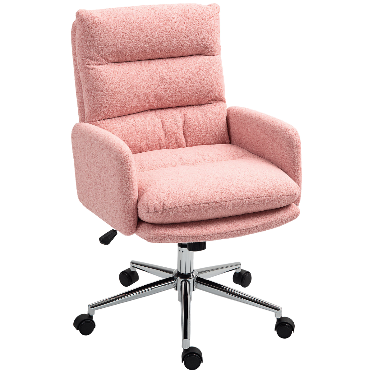 HOMCOM Upholstered Desk Chair with Height Adjustable, Pink
