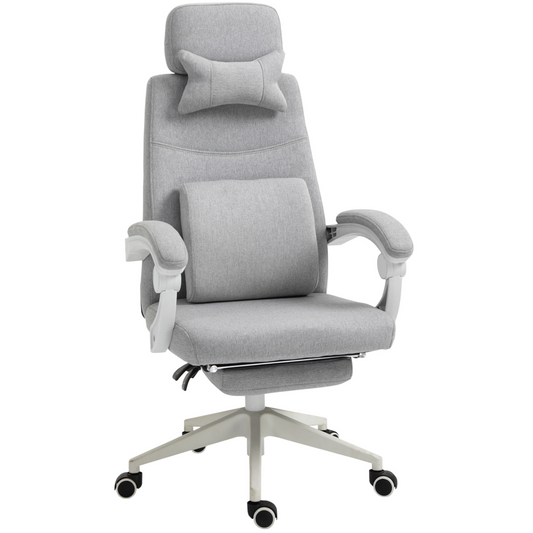 Ergonomic Home Office Chair 360 Swivel with Footrest Height Adjustable Grey