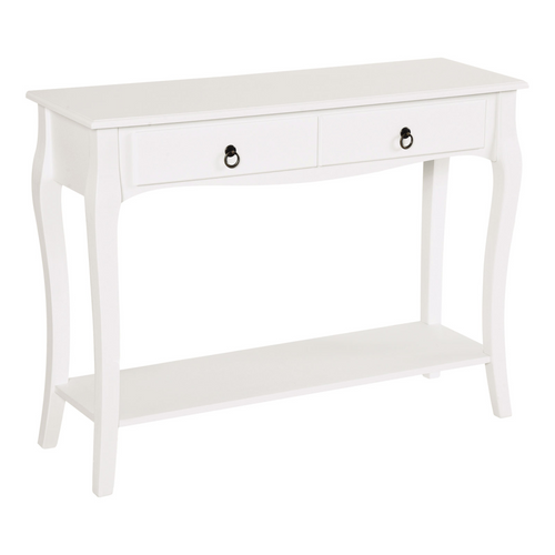 Ivory White Console Table with 2 Drawers & Lower Shelf