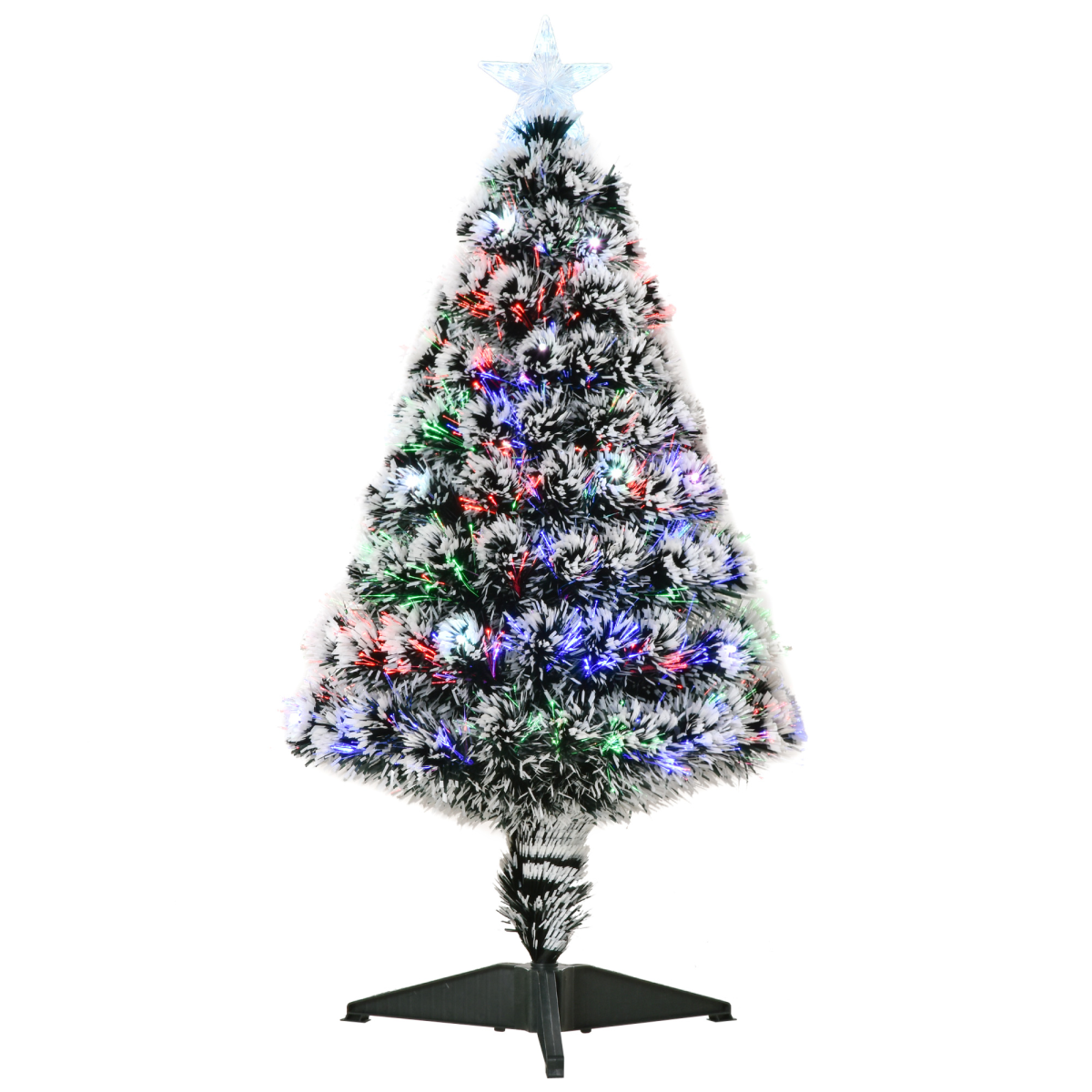 3ft Snow-Dipped Prelit Christmas Tree with LED Fiber Optics (Green/White)