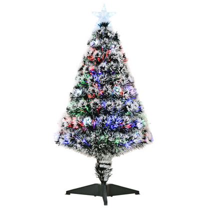 3ft Snow-Dipped Prelit Christmas Tree with LED Fiber Optics (Green/White)