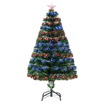 4ft Prelit Artificial Christmas Tree with Multicolored LED & Fiber Optic Lights