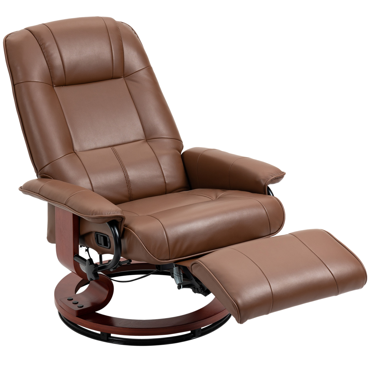 HOMCOM Ergonomic Office Recliner Sofa Chair PU Leather Armchair Lounger Brown