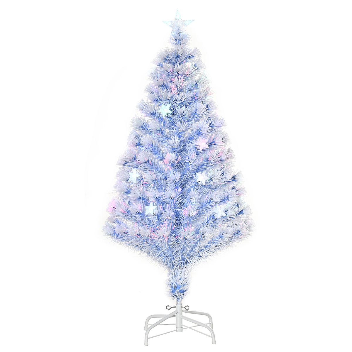 4ft White-Blue Artificial Fibre Christmas Tree with 16 LEDs Easy Store