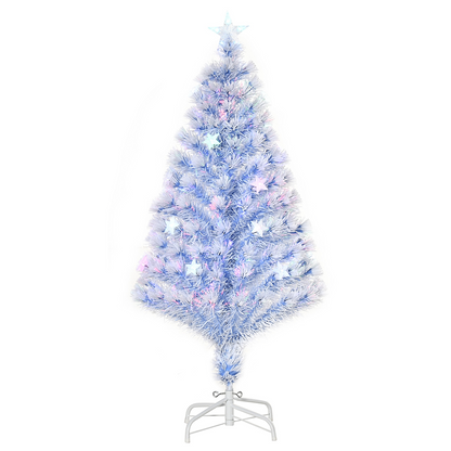 4ft White-Blue Artificial Fibre Christmas Tree with 16 LEDs Easy Store