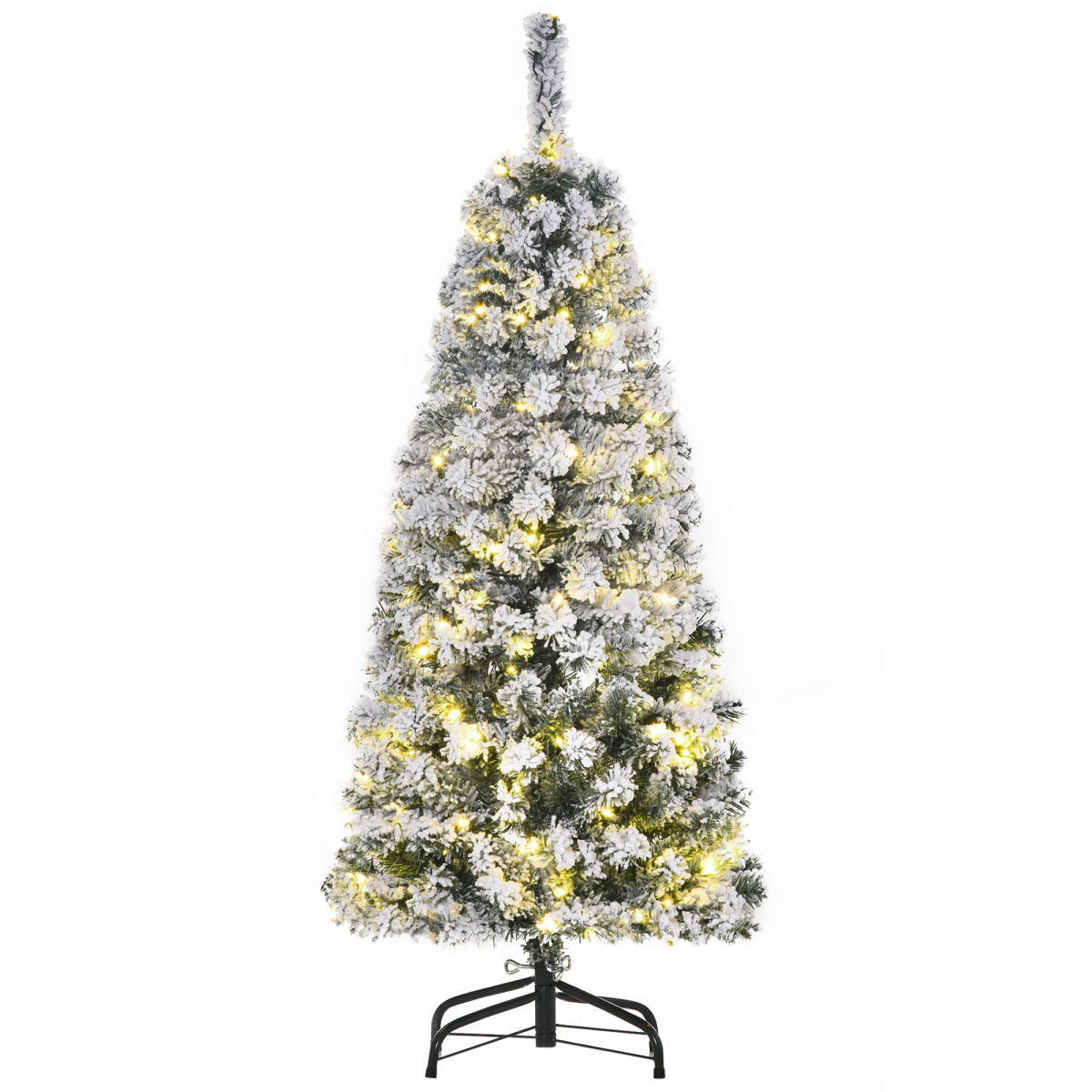 4ft Prelit Snow-Flocked Christmas Tree, Warm LED Lights, Green & White