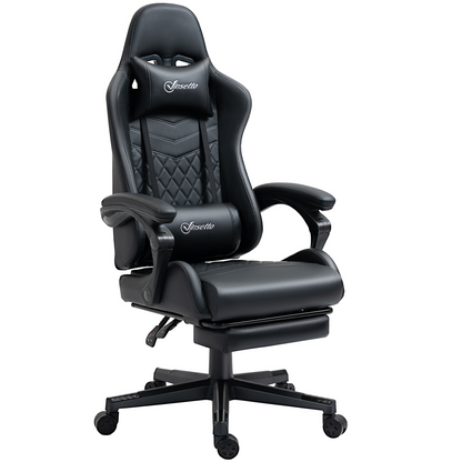 Racing Gaming Chair PU Leather Gamer Recliner Home Office, Black