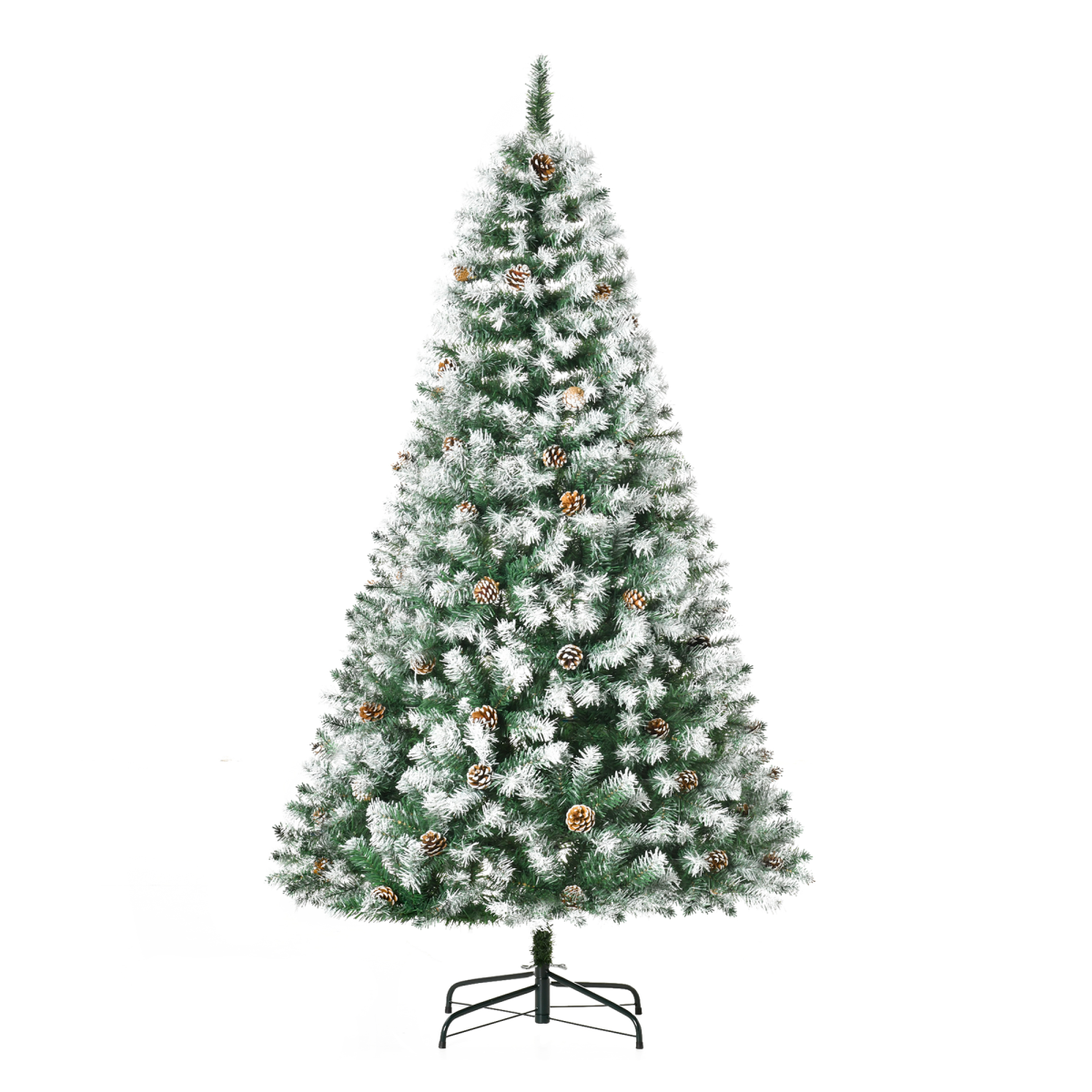 6FT Artificial Christmas Tree with Pine Cones, Automatic Open, Flame Retardant