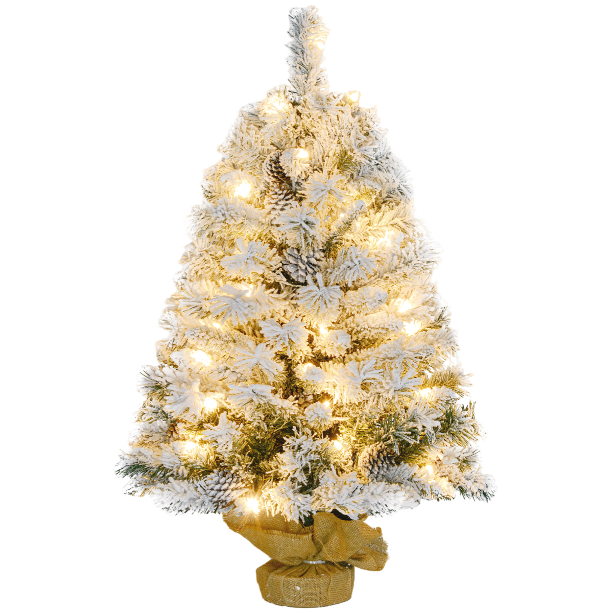 3ft Indoor Artificial Christmas Tree with Warm White LEDs & Concrete Base