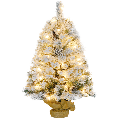 3ft Indoor Artificial Christmas Tree with Warm White LEDs & Concrete Base