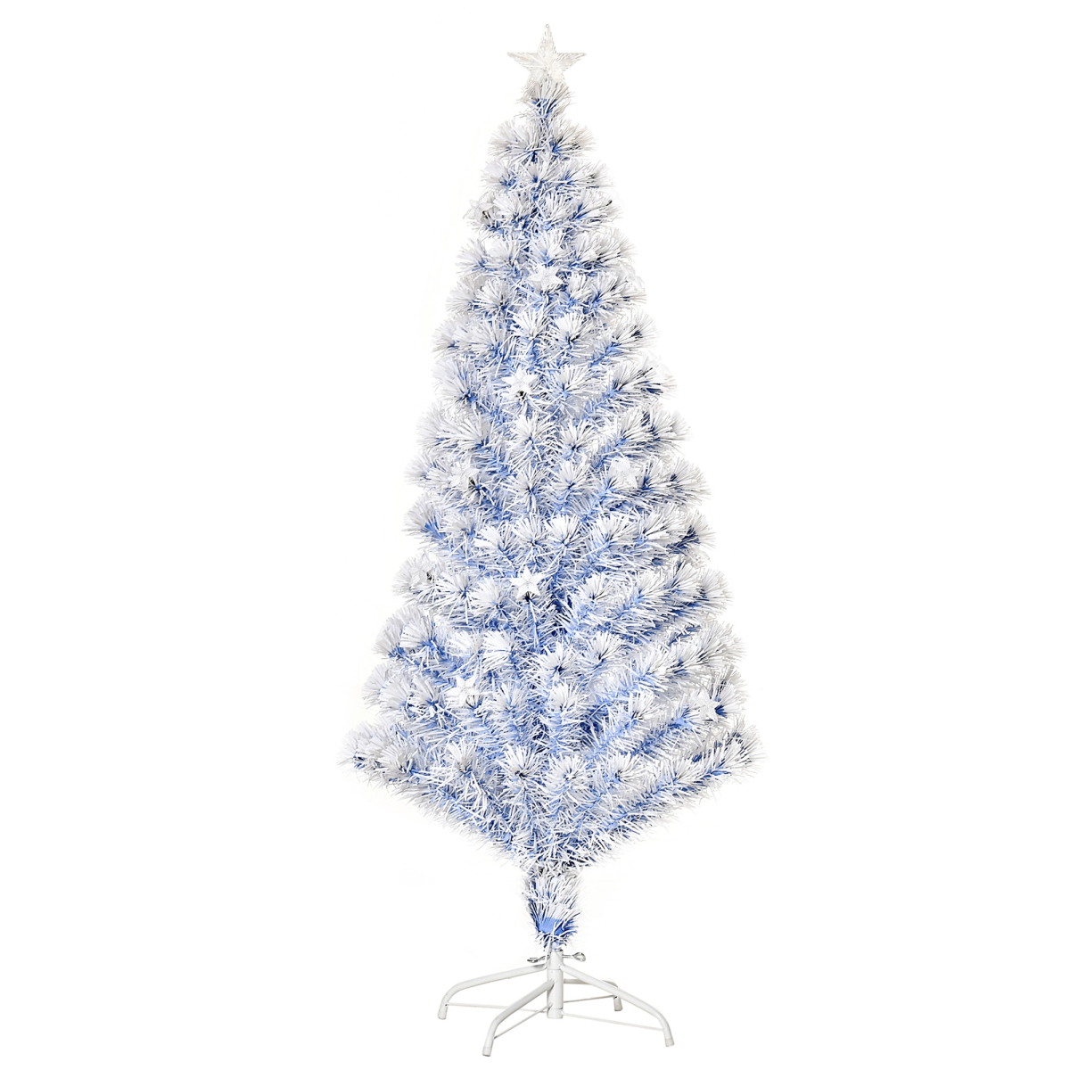 5ft White-Blue 21-LED Artificial Fibre Christmas Tree, Hinged & Easy Store