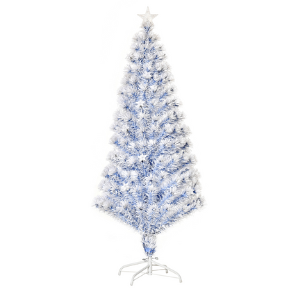 5ft White-Blue 21-LED Artificial Fibre Christmas Tree, Hinged & Easy Store