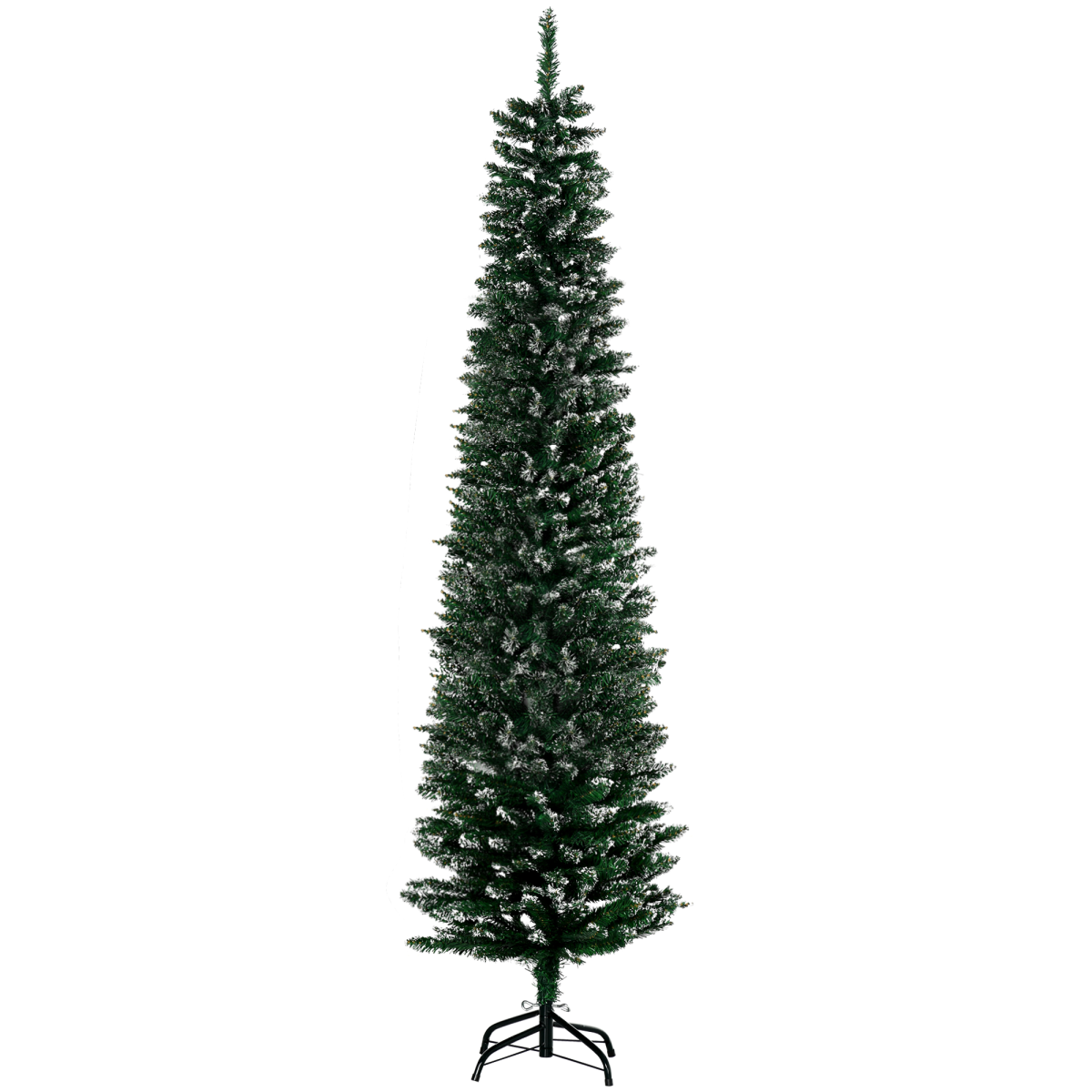 6.5ft Snow-Dipped Pencil Christmas Tree, Foldable with Black Stand