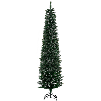 6.5ft Snow-Dipped Pencil Christmas Tree, Foldable with Black Stand