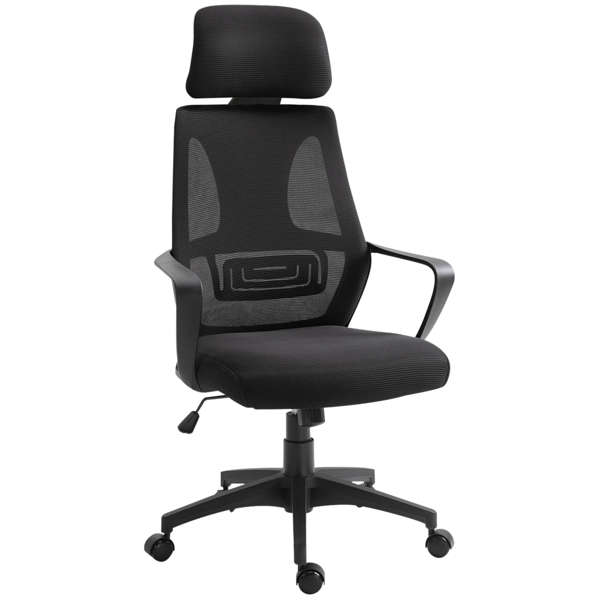 Mesh Back Office Chair w/ Adjustable Height Padded Headrest Black Vinsetto