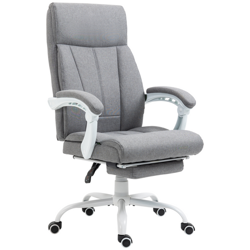 Vinsetto Fabric Office Chair for Home with Arm, Foot Rest, Wheels, Grey
