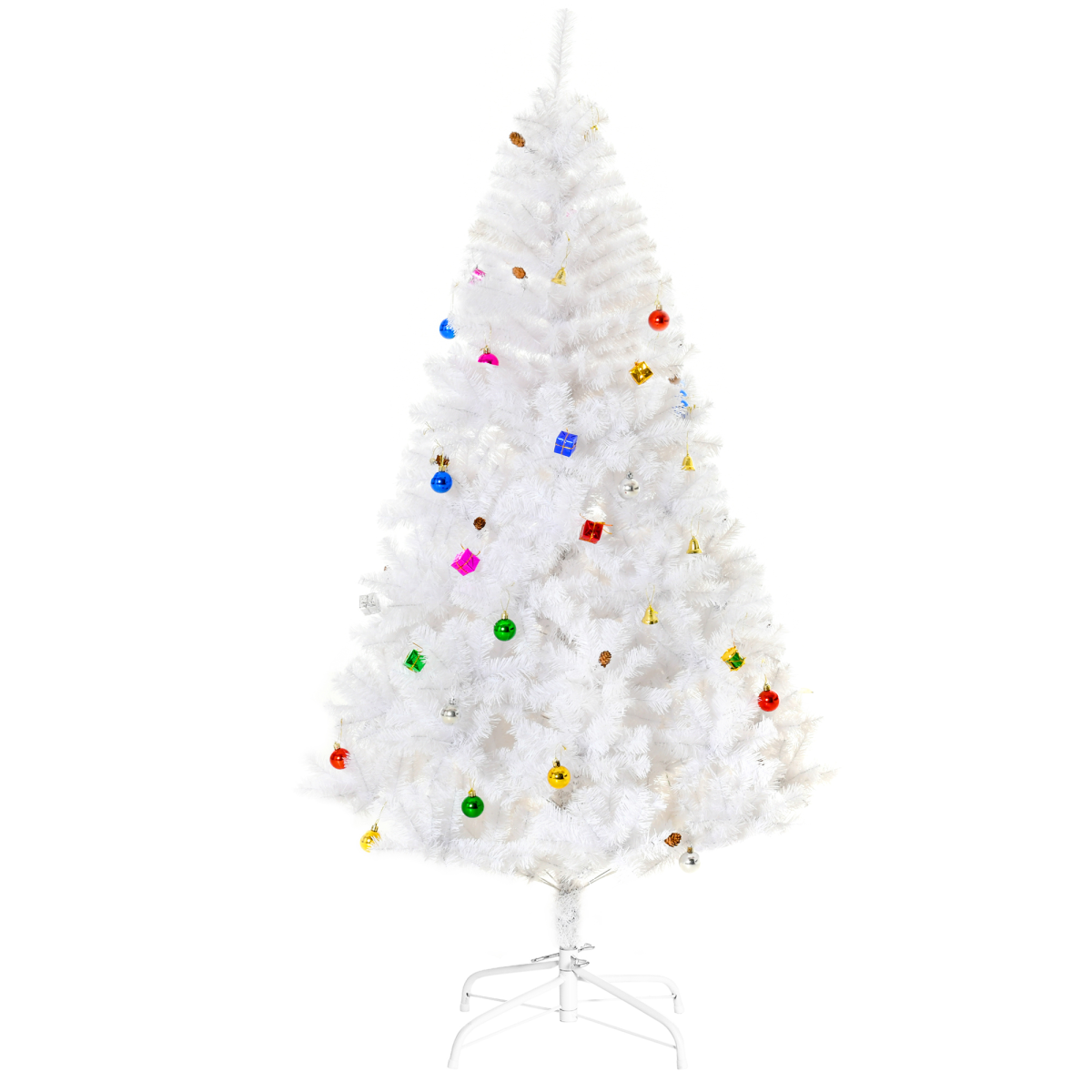 6ft Snowy White Christmas Tree with Detachable Metal Base & 930 Tips Included