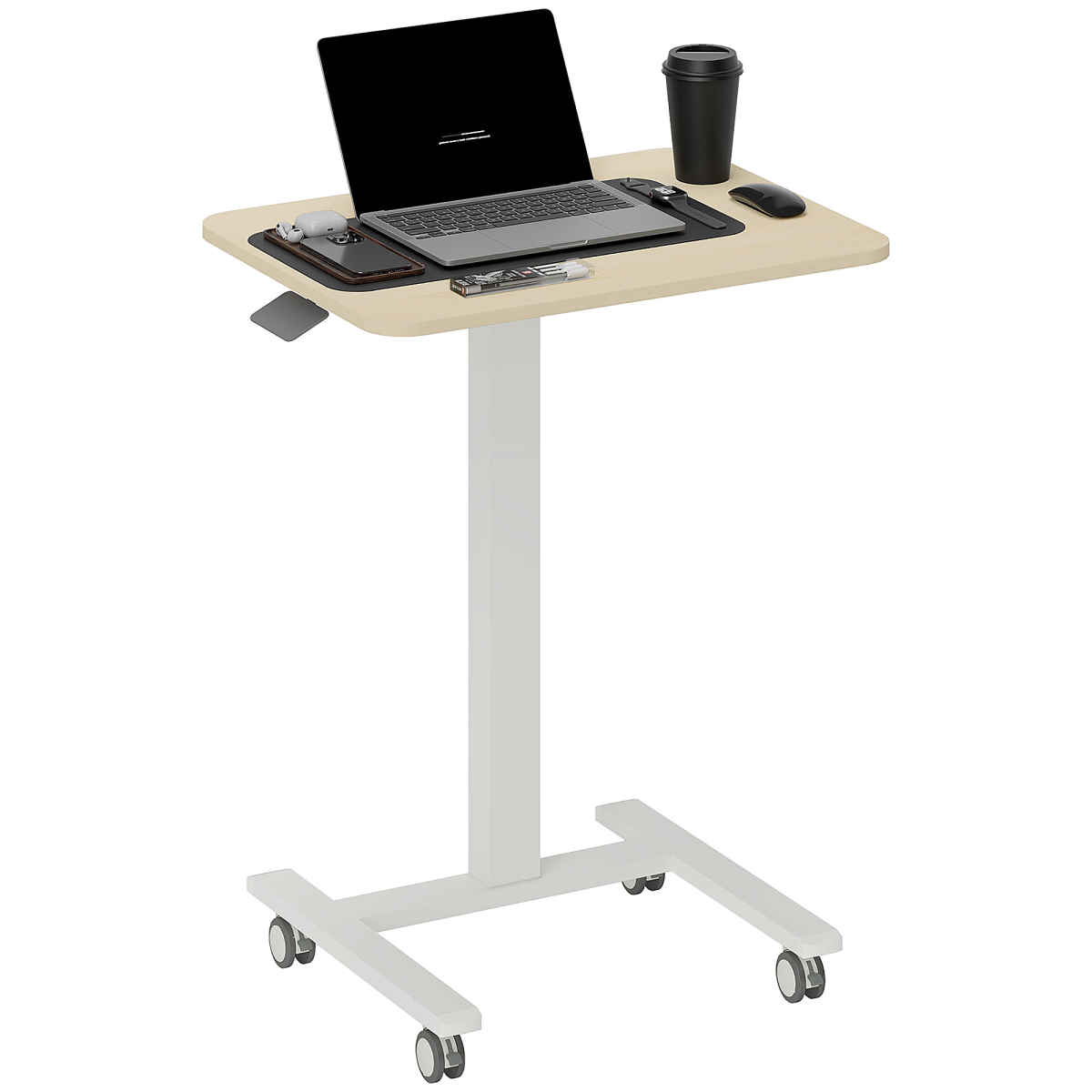 Vinsetto Standing Desk with 4 Rolling Casters - Sit/Stand, Natural Wood