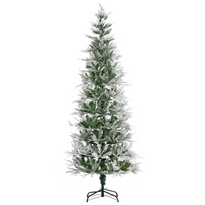 7ft Snow-Flocked Pencil Christmas Tree - Safe, Easy Setup, HOMCOM